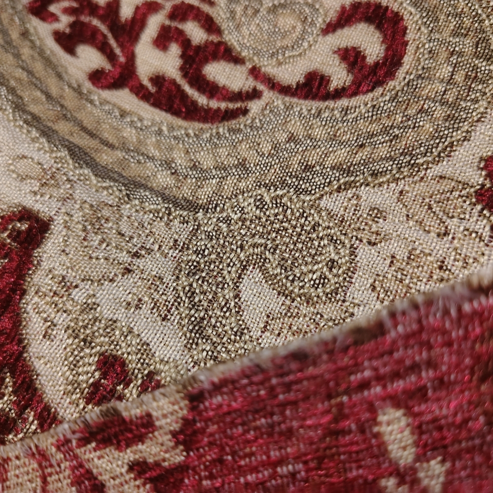 Elegant Red and Gold Chenelle Jacquard Upholstery Fabric Remnants - Picture 5 of 5